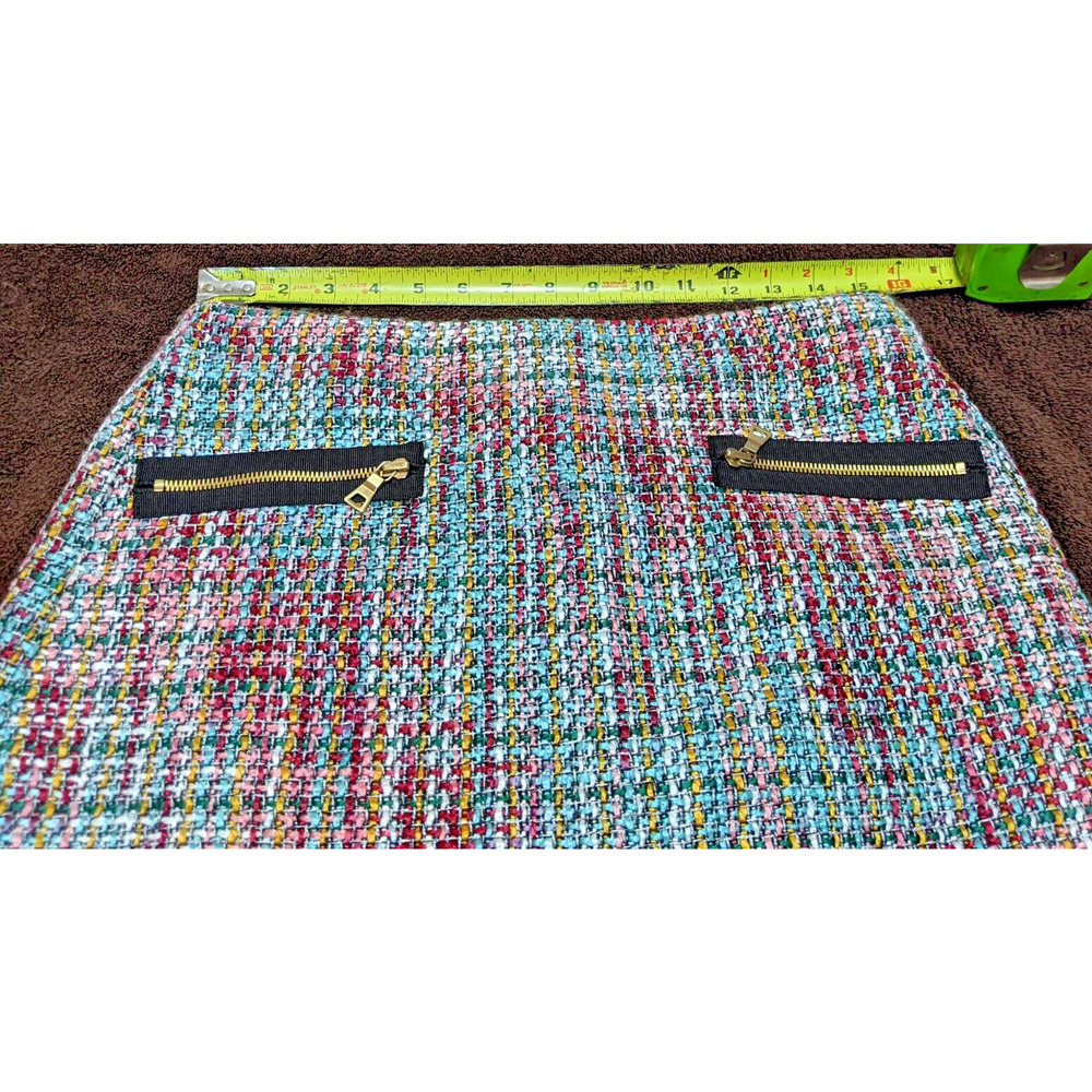 NEW Skirt LOFT Multicolor Tweed Lined Mini Back Zip Front Zip Pockets NEW - Picture 6 of 8